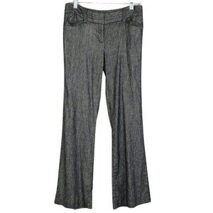 White House Black Market Legacy 2S Gray Linen Blend Y2K Wide Leg Pants Low Rise